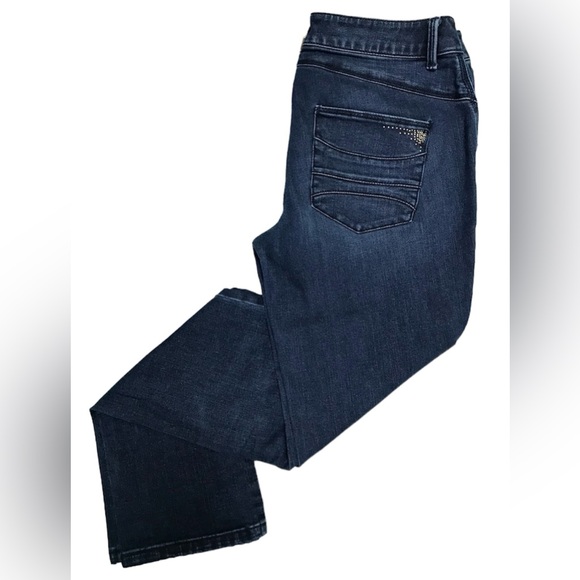 Black Label By Chico’s Dark Wash Denim Low Rise Jeans Charm 5 Pockets Size 00 - Picture 5 of 13